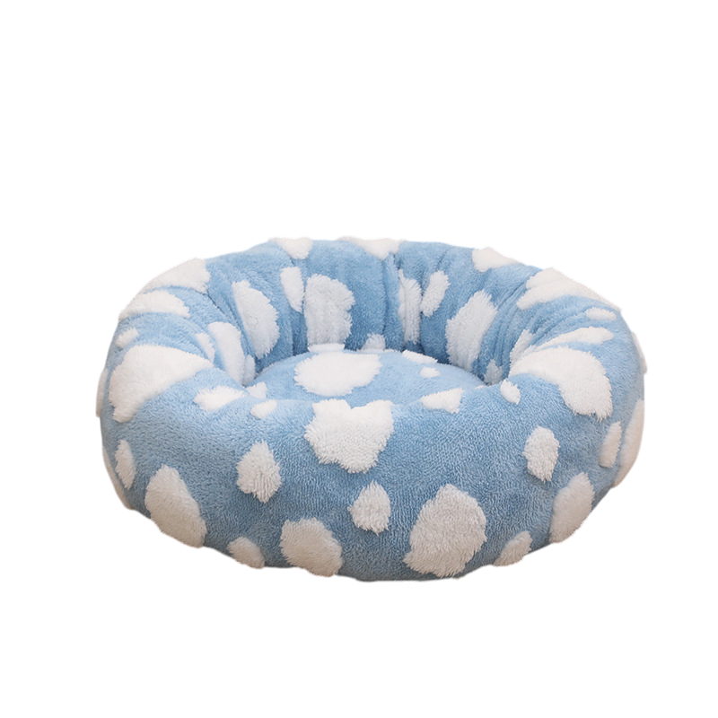 Patterned Plush Round Pet Bed | All-Season