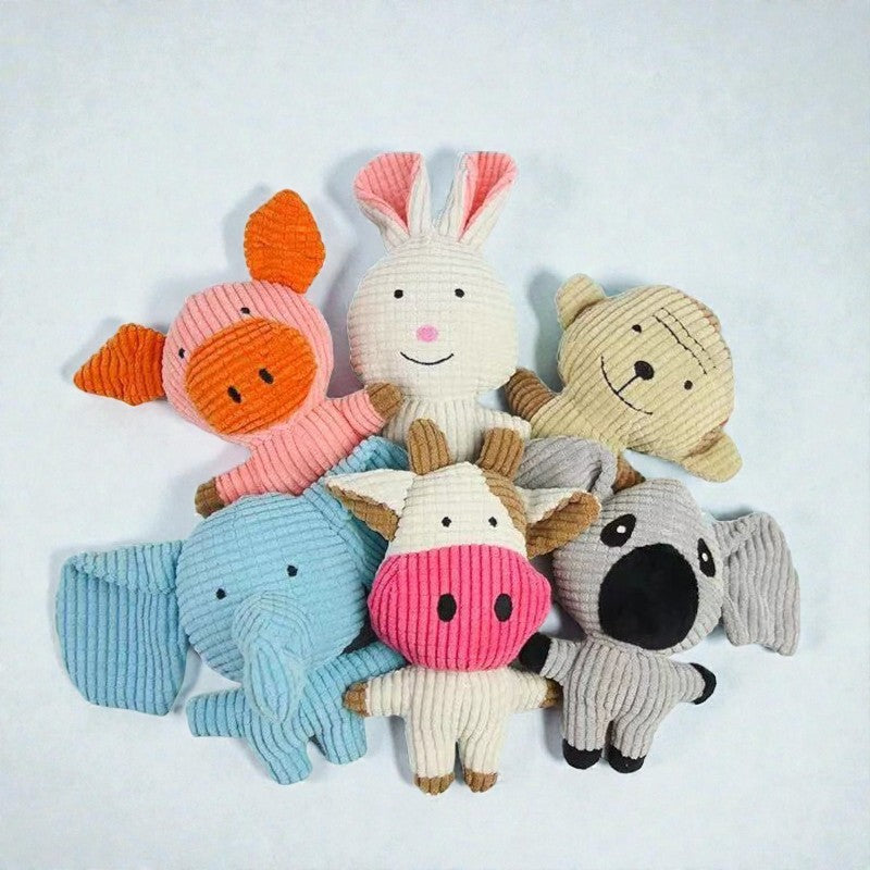 Plush Animal Squeaky Chew Toy for Dogs & Cats