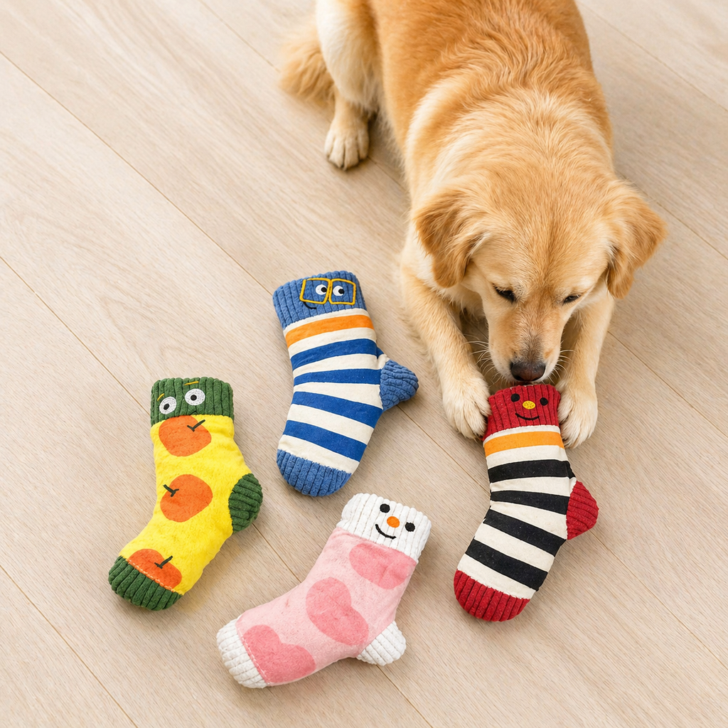 Plush Snuffle Sock Toy with Squeaker for Dogs