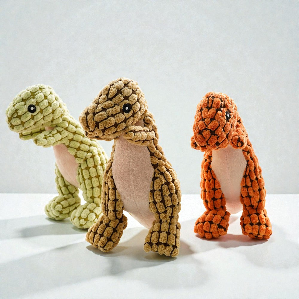 Plush Squeaky Dinosaur Chew Toy for Puppies & Dogs