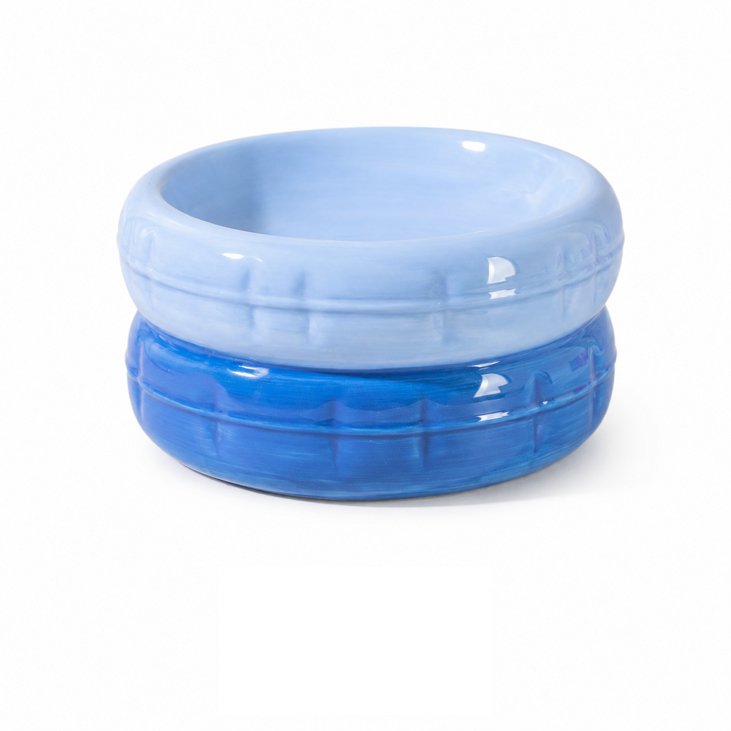 Round Ceramic Cat Bowl Raised Pet Food & Water Dish