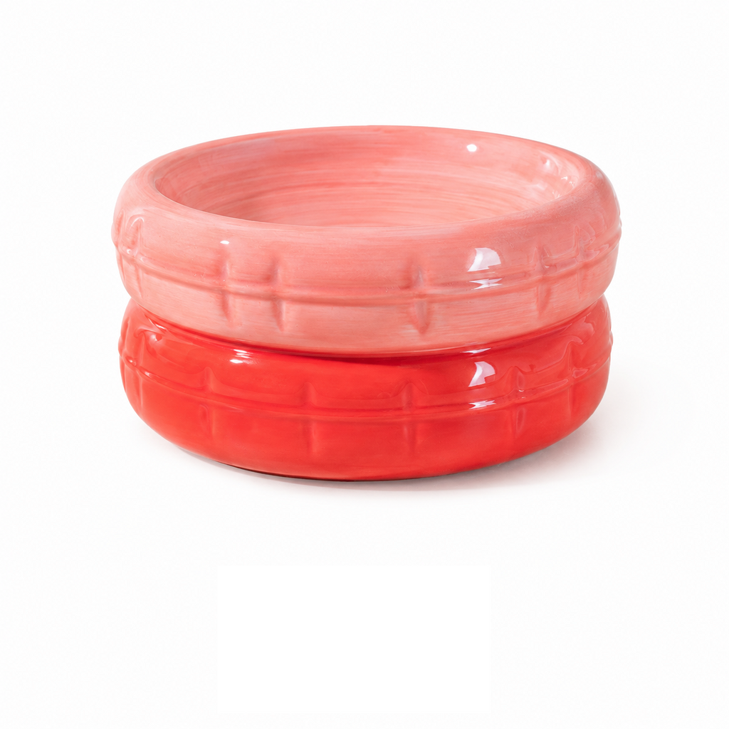 Round Ceramic Cat Bowl Raised Pet Food & Water Dish