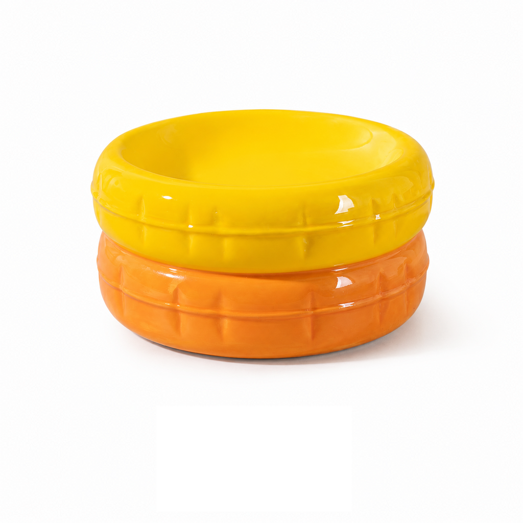 Round Ceramic Cat Bowl Raised Pet Food & Water Dish