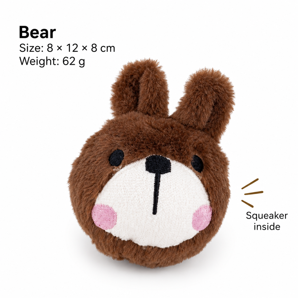 Squeaky Plush Animal Ball Dog Toy with Crinkle Sound