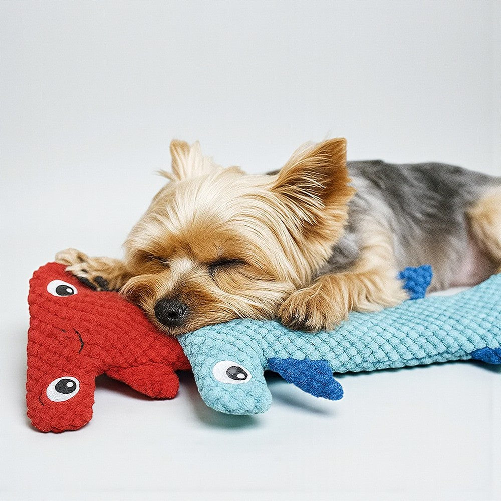 Textured Plush Shark Dog Toy – Squeaky Chew Toy