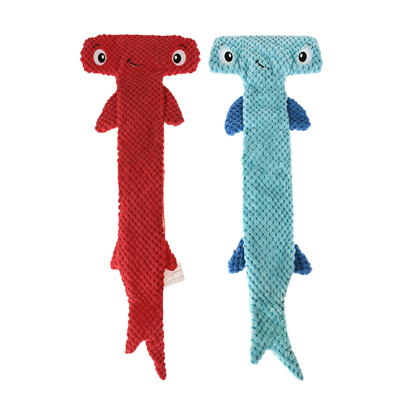Textured Plush Shark Dog Toy – Squeaky Chew Toy
