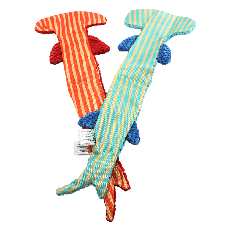 Textured Plush Shark Dog Toy – Squeaky Chew Toy