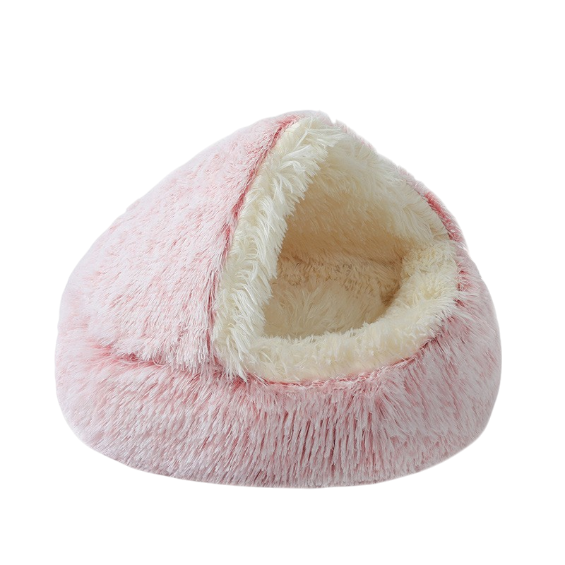 Warm Plush Pet Bed Cave - Semi-Enclosed Cat & Dog Bed