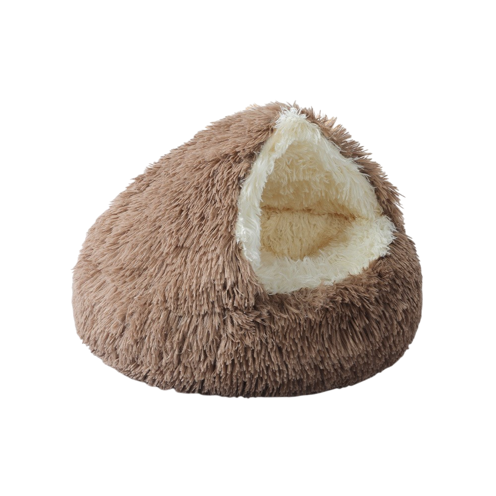 Warm Plush Pet Bed Cave - Semi-Enclosed Cat & Dog Bed