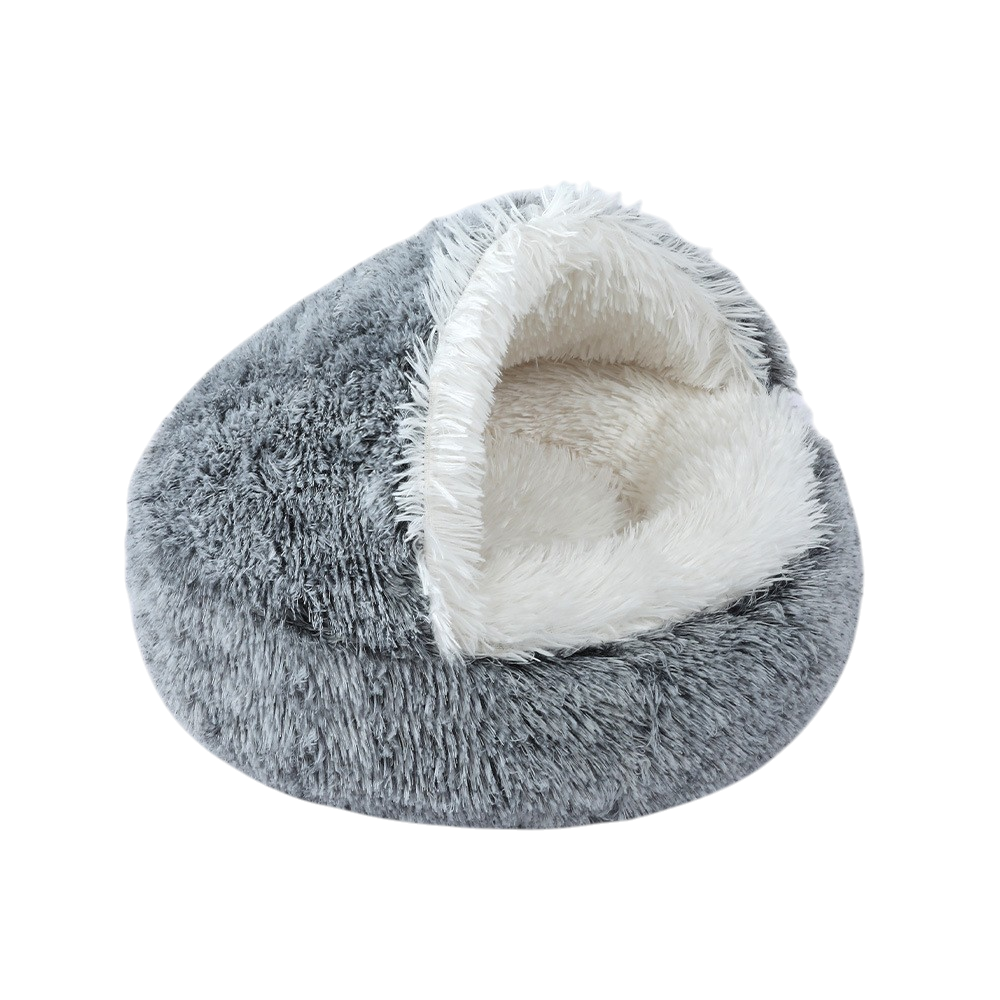 Warm Plush Pet Bed Cave - Semi-Enclosed Cat & Dog Bed