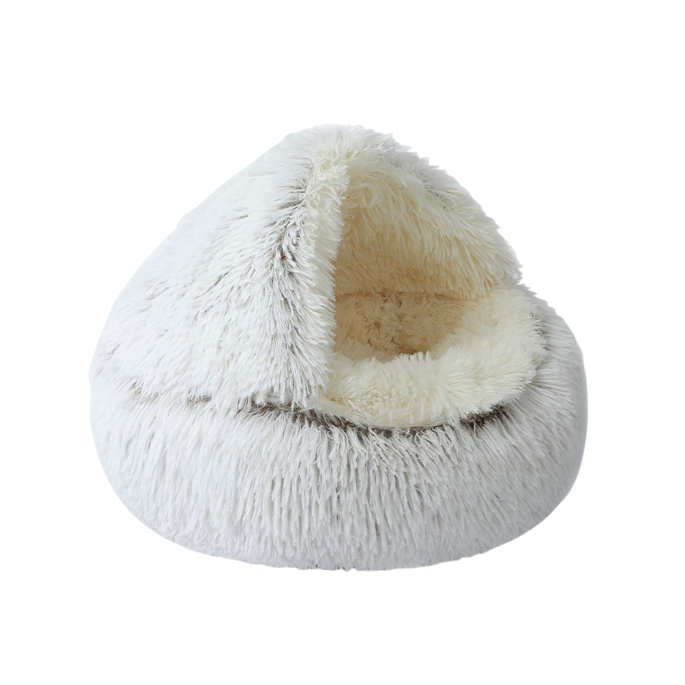 Warm Plush Pet Bed Cave - Semi-Enclosed Cat & Dog Bed